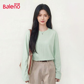 春夏新款 班尼路纯棉长袖 T恤女款 卡通印花小众设计感宽松休闲上衣M