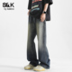 男夏季 薄款 修身 班尼路SK微喇牛仔裤 百搭高街潮流直筒水洗长裤 子YS