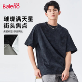 夏季 班尼路美式 潮牌宽松上衣服A T恤男款 2025新款 高街重磅男士 短袖