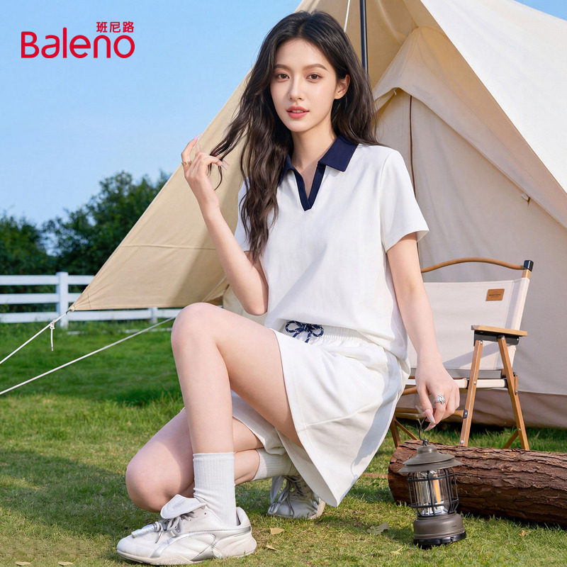班尼路运动休闲套装女2026夏季新款小个子polo衫短袖短裤两件套Q图片