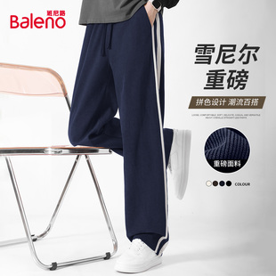 2025新款 复古风藏青色长裤 重磅裤 式 子男雪尼尔直筒裤 班尼路男裤