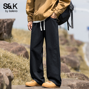 新款 2026夏季 抽绳百搭美式 工装 班尼路SK纯棉直筒休闲裤 长裤 男士