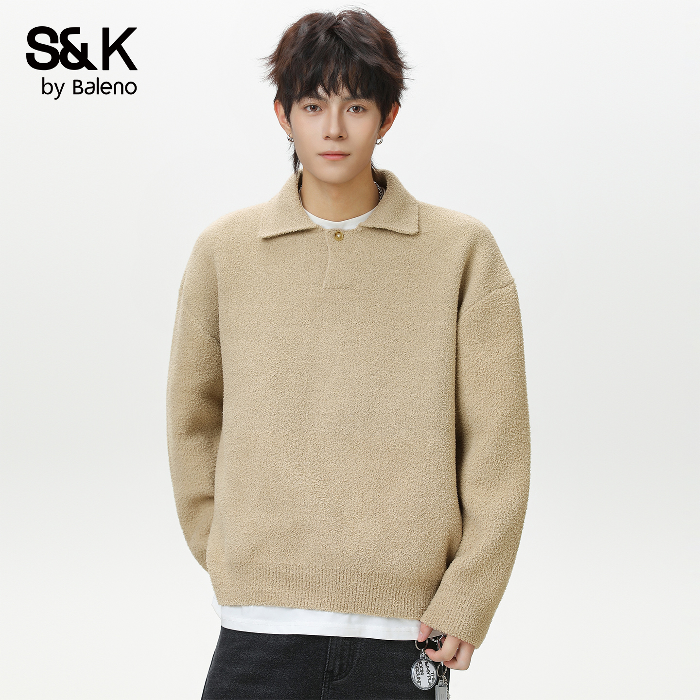 班尼路SK潮牌海鸥领毛衫男士休闲