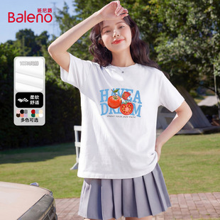宽松超火减龄气质内搭上衣H 新款 班尼路白色纯棉短袖 t恤女2026夏季
