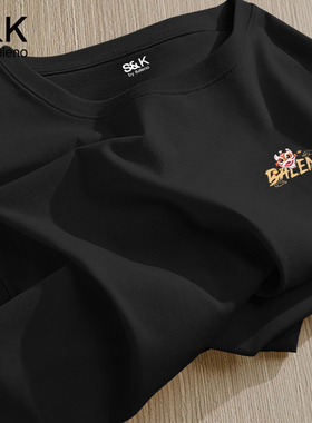 班尼路S&K系列纯棉长袖t恤男秋季黑色上衣男士宽松大码运动体恤A