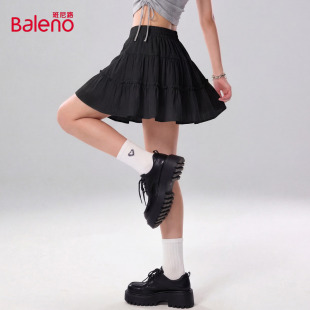 班尼路黑色a字半身裙女2026夏季新款绝美巨好看小个子短裙蛋糕裙H