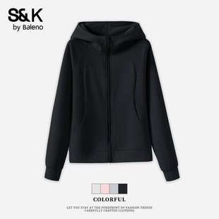 班尼路S&K系列连帽卫衣开衫女2026新款百搭拉链运动外套修身上衣M