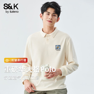 卫衣重磅宽松印花上衣 班尼路S&K系列华夫格polo衫 男款 春秋季 长袖