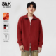 本命年毛衫 班尼路S&K酒红色毛衣男款 针织衫 双拉链立领开衫 男A 冬季