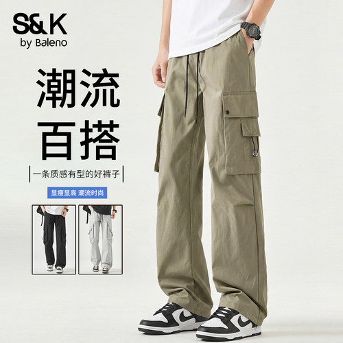 班尼路SK美式工装风直筒休闲裤男