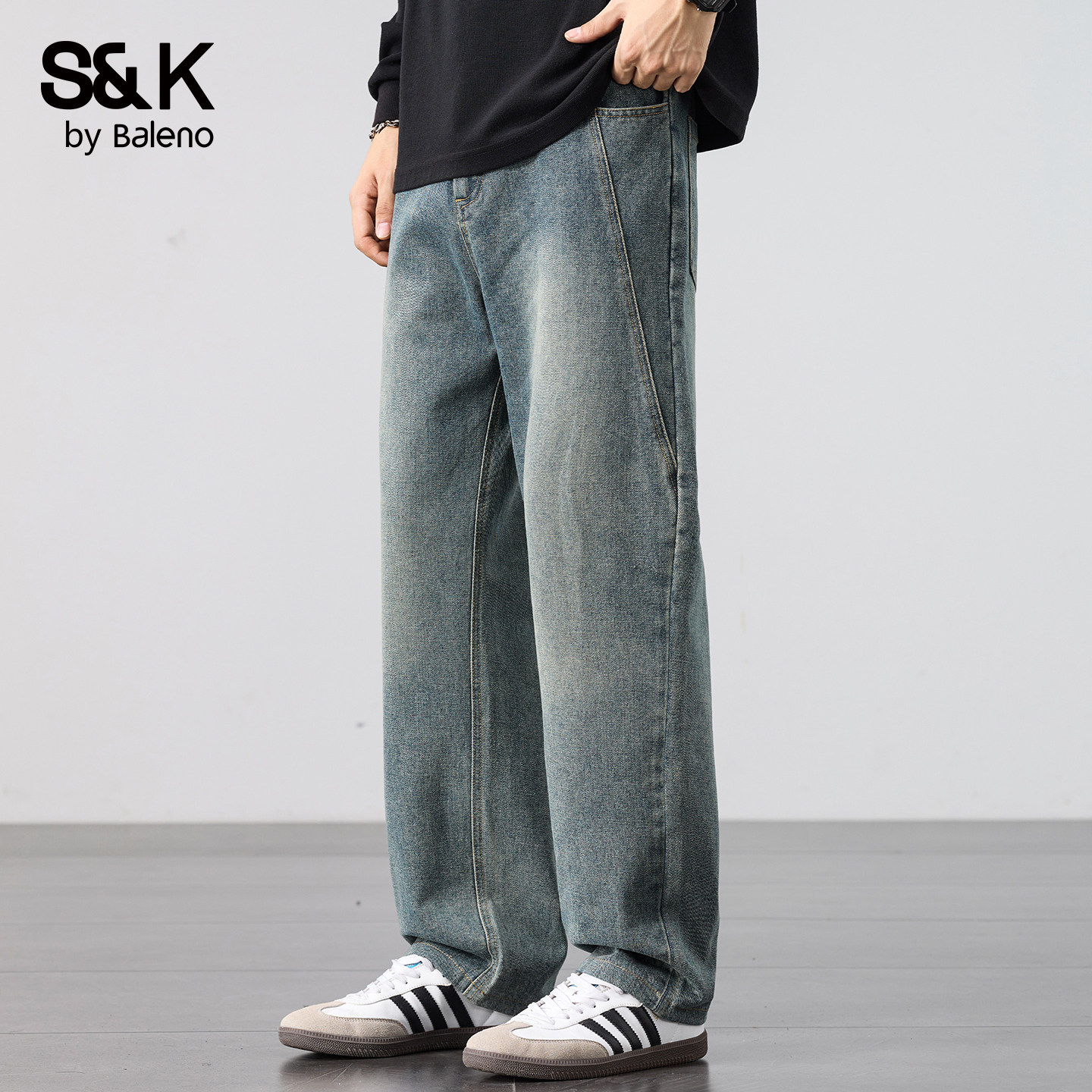 班尼路SK美式高街直筒牛仔裤男秋冬新款宽松水洗复古休闲牛仔裤YS,男装,牛仔裤,淘宝优惠券,粉丝福利购,淘宝优惠卷