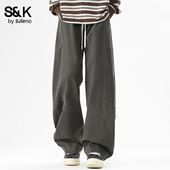 班尼路SK春秋季 男YS 子青少年弯刀阔腿休闲长裤 2026新款 宽松直筒裤