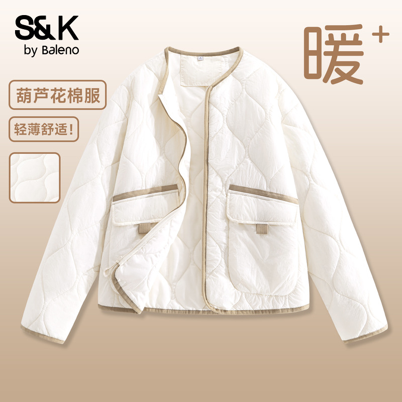 班尼路S&K系列葫芦花棉服女款冬季新款轻薄夹棉棉袄日常百搭棉衣Q