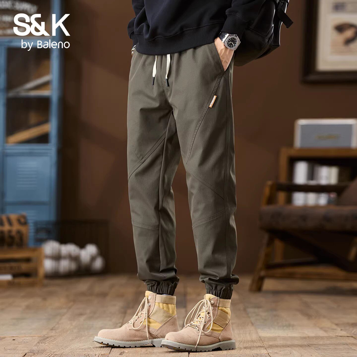 班尼路SK束脚休闲裤男士2026春夏季新款直筒宽松时尚潮流裤子男YS