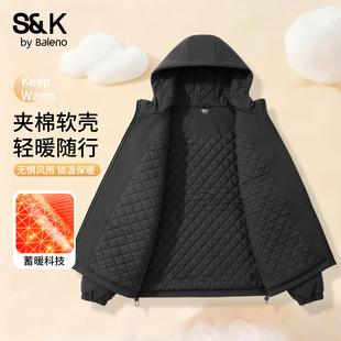 软壳夹克夹棉男士 工装 棉服上衣A 新款 班尼路S&K加厚棉衣外套男冬季
