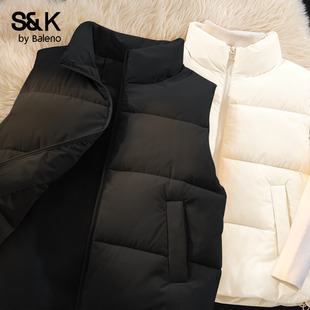 班尼路S&K系列黑色夾棉馬甲上衣女款 小個子坎肩背心H 2025秋冬新款