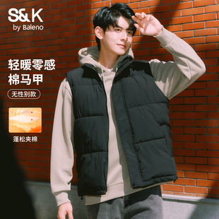 加绒加厚棉服背心潮LF 新款 班尼路S&K系列男士 棉感马甲男2025冬季