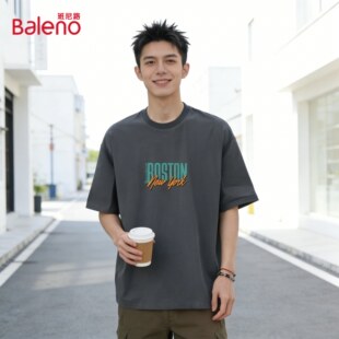 班尼路宽松纯棉亲肤圆领短袖 休闲男友风百搭气质上衣J T恤男时尚