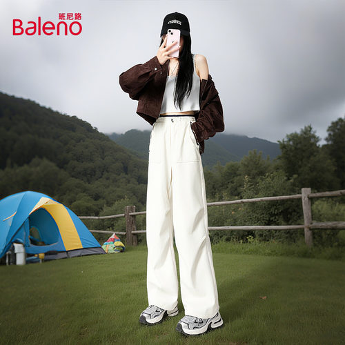 班尼路杏色三防软壳加绒工装裤子