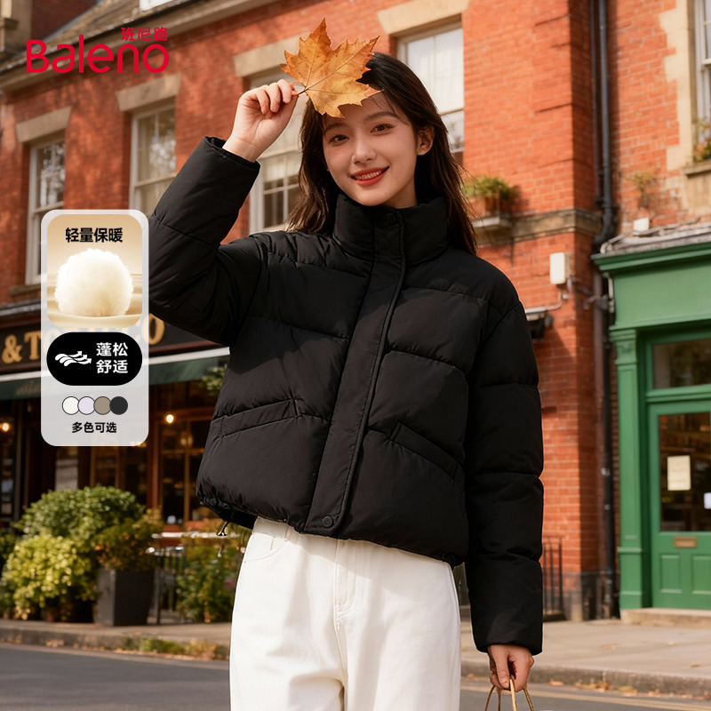 黑色短款棉服女款超好看棉衣