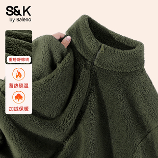 上衣A 摇粒绒内胆珊瑚绒夹克男士 班尼路S&K加绒外套男2025新款 冬季