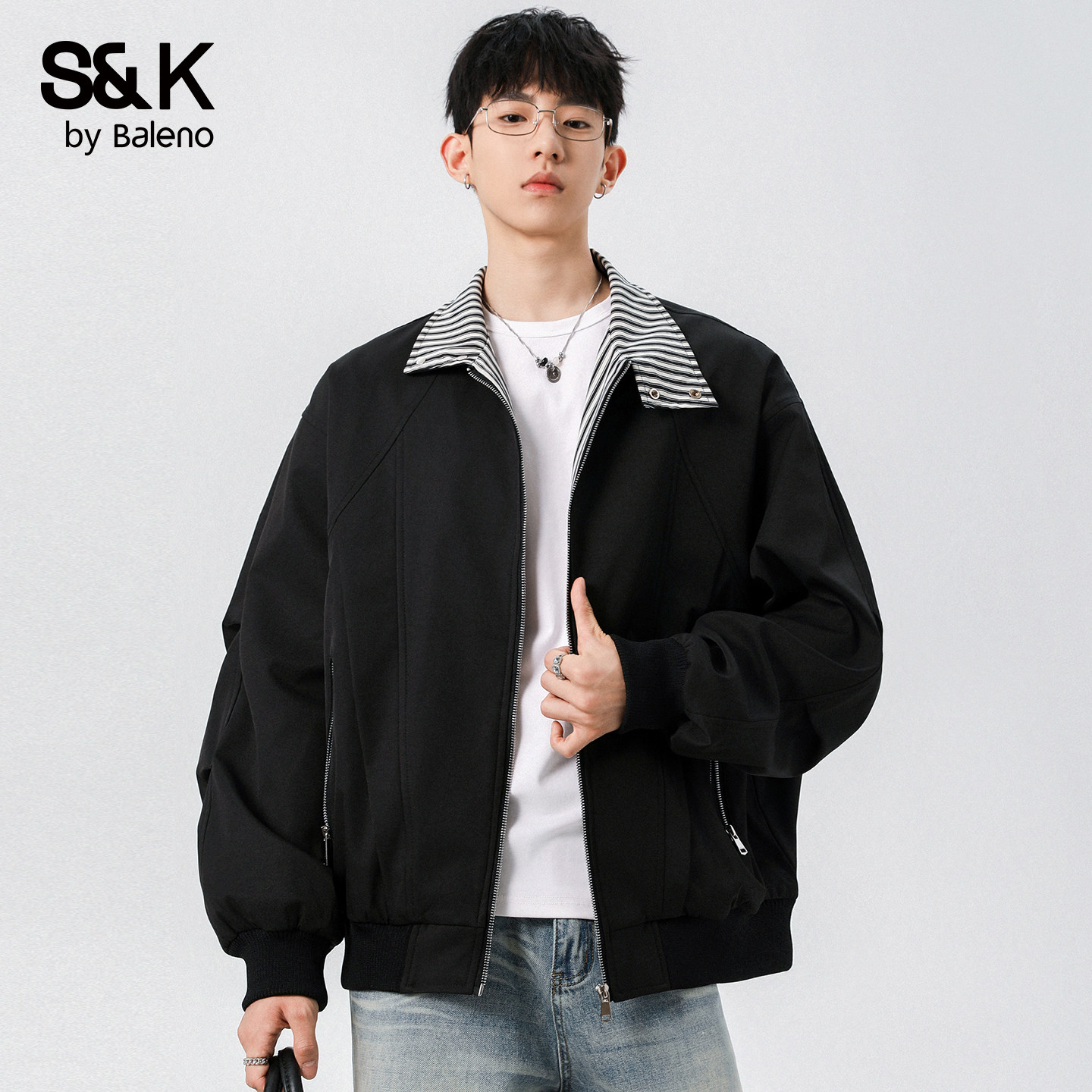 班尼路SK青年夹克男士2025秋季新款宽松时尚百搭休闲立领外套男YS,男装,夹克,淘宝优惠券,粉丝福利购,淘宝优惠卷