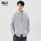 开衫 班尼路SK纯棉衬衫 百搭青年外套男YS 新款 宽松休闲长袖 男士 秋季