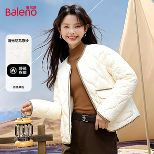 班尼路轻薄棉服女2026新款冬季百搭小香风外套保暖短款棉衣棉袄M