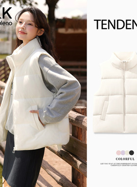 班尼路S&K系列白色棉马甲女款2025新款秋冬新款休闲百搭坎肩外套Q