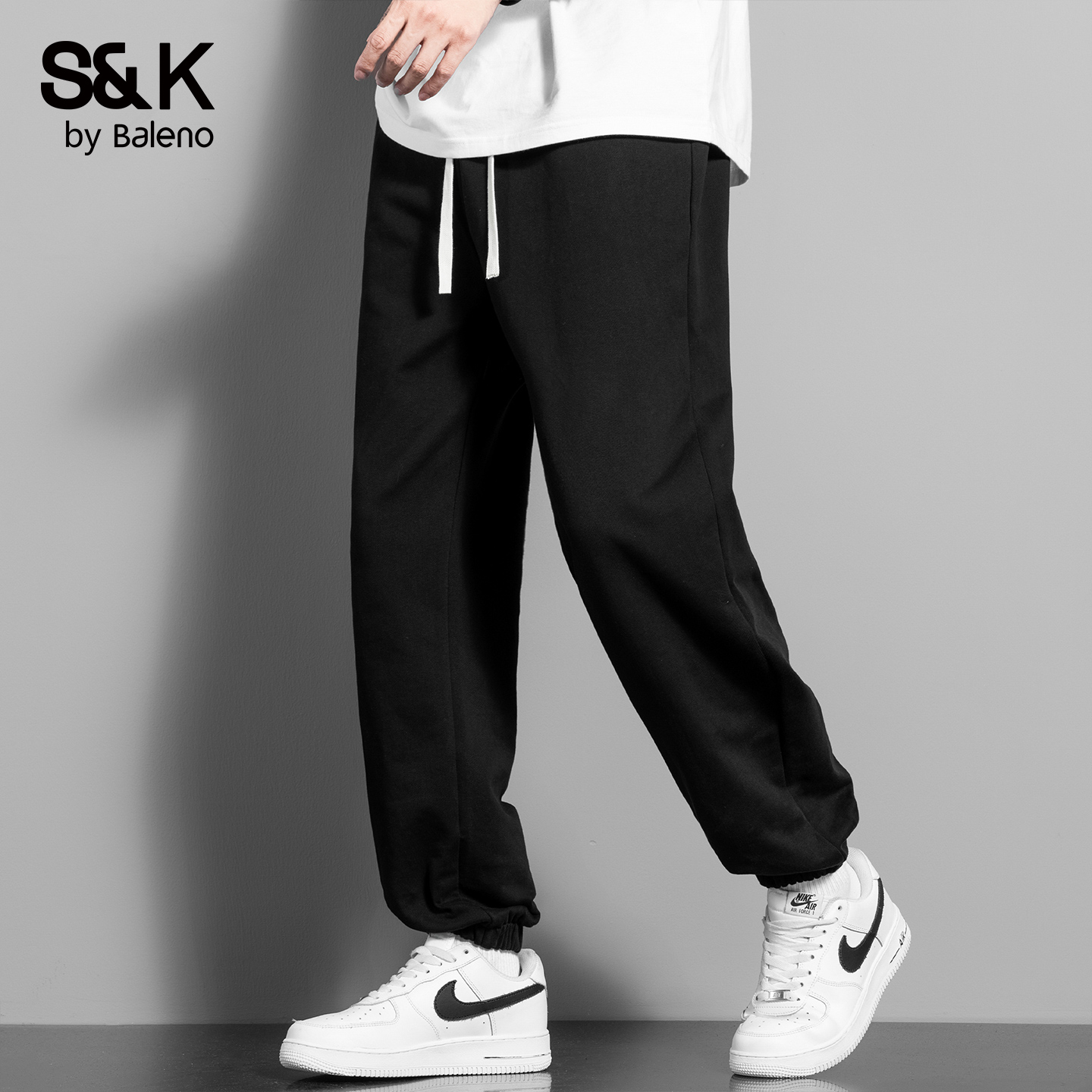 班尼路秋冬新款修身束脚卫裤男