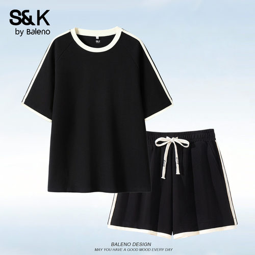 班尼路S&K系列黑色华夫格套装