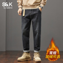 加绒直筒宽松水洗休闲裤 班尼路SK复古牛仔裤 秋季 2025新款 子MS 男士