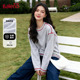 班尼路灰色长袖 T恤女2026春夏流行新款 宽松慵懒风小个子百搭上衣N