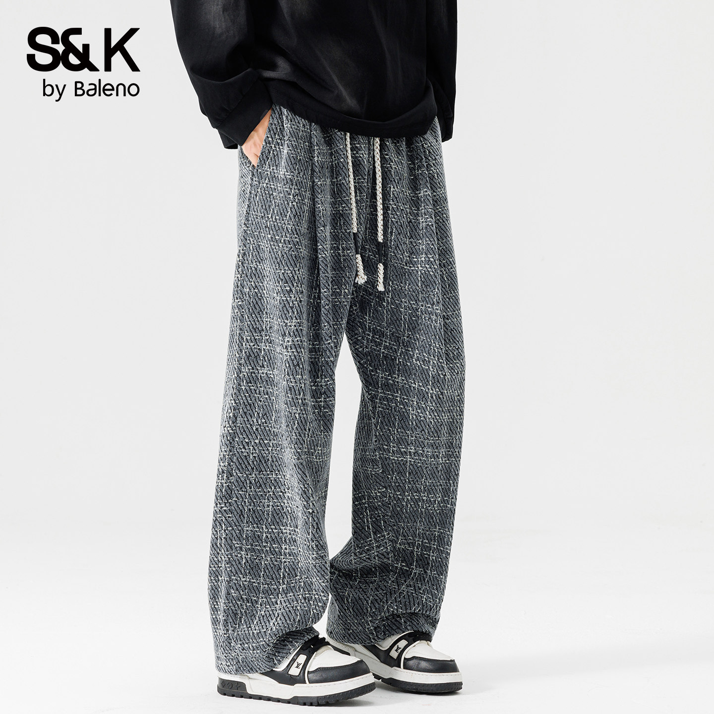 班尼路秋季新款阔腿抗皱休闲裤男