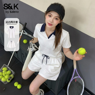 班尼路S&K运动套装女2026新款夏季跑步打球POLO衫T恤短裤一整套Q