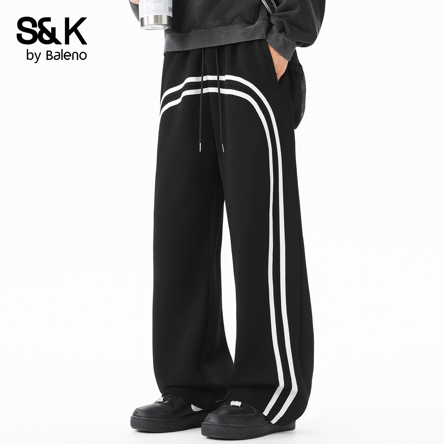 班尼路SK美式条纹卫裤男春秋2026新款宽松直筒青少年休闲运动裤YS,男装,休闲裤,淘宝优惠券,粉丝福利购,淘宝优惠卷