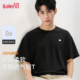 班尼路纯棉短袖 男A 半袖 男款 黑色重磅体恤小鲸鱼立体印花t恤加大码