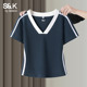 t恤女夏季 2026新款 小个子短款 班尼路S&K系列撞色V领短袖 上衣半袖
