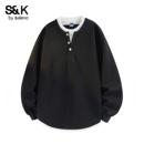 班尼路SK假两件亨利领长袖 卫衣男春秋潮流百搭复古简约打底上衣MS
