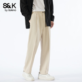 男春秋季 新款 高级感直筒垂感百搭宽松时尚 班尼路SK休闲裤 长裤 子YS