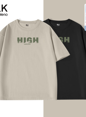 班尼路S&K系列日系潮牌男士t恤夏季新款纯棉短袖黑色圆领半袖男A