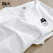 班尼路S&K系列青少年休闲长袖 宽松短袖 t恤男夏季 白色印花打底衫