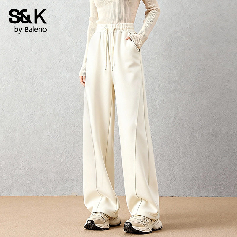班尼路S&K系列休闲香蕉裤女春季新款抽绳设计收腰显瘦窄版直筒裤Q