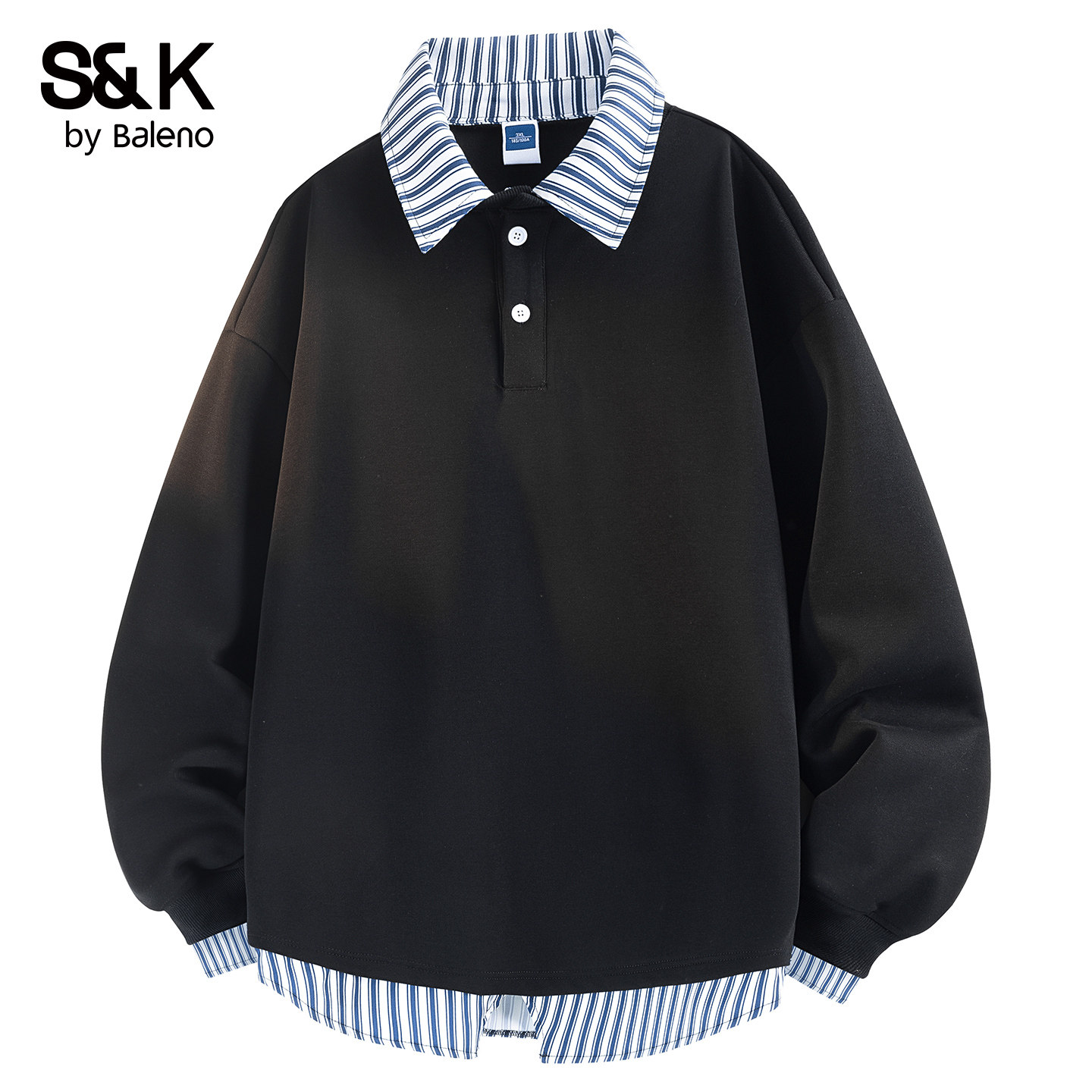 班尼路SK翻领卫衣男假两件套头打底衫2025秋季新款宽松休闲上衣MS