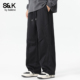 美式 重磅加厚褶皱工装 裤 班尼路SK秋冬季 男宽松阔腿百搭休闲长裤