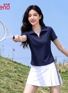 班尼路正肩POLO衫短袖T恤女夏季新款收腰显瘦轻薄透气运动服上衣N