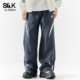 班尼路SK美式 男女宽松运动休闲直筒阔腿长裤 拼接撞色工装 冲锋裤
