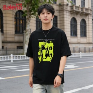 休闲男式 班尼路圆领短袖 宽松舒适体恤时尚 新款 纯棉上衣J T恤男夏季