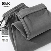 子男秋冬季 直筒卫裤 男款 班尼路S&K雪尼尔加绒裤 青少年阔腿休闲裤