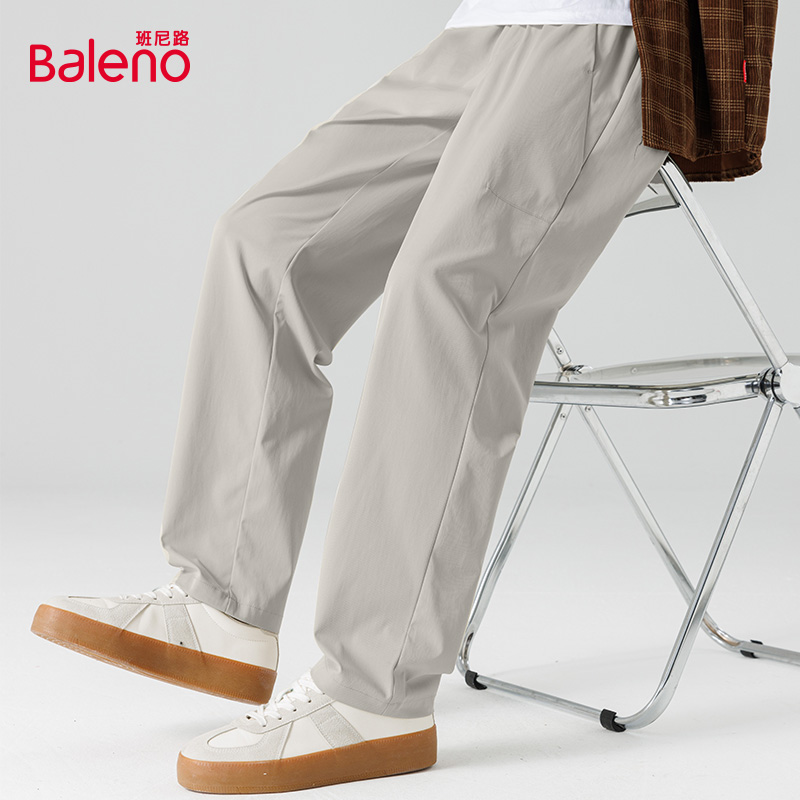 班尼路卡其色复古工装裤子男美式直筒裤男款2025秋季新款运动裤A